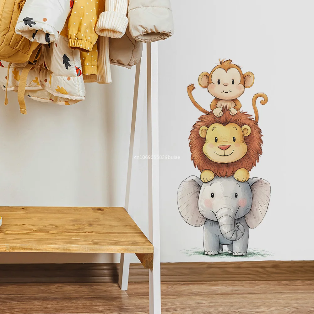 

Nordic Forest Animals Wall Sticker for Children's Rooms Boys Girls Baby Room Decoration Wallpaper Monkey Elephant Lion 스티커 대형