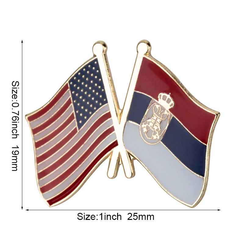 U.S.A. & Serbien Freundschaftsflagge Metall-Anstecknadel Flaggen-Pin Abzeichen
