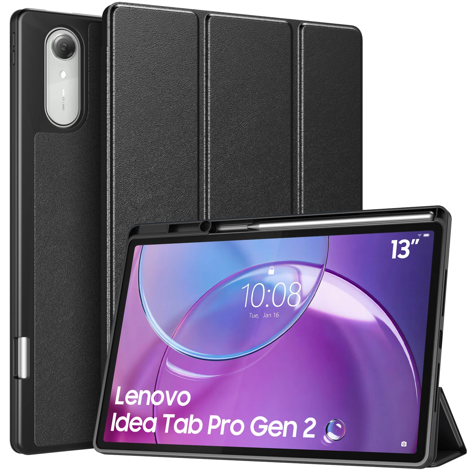

Cover For 13" Lenovo Idea Tab Pro Gen 2 Tablet Case with Stylus Holder Auto Wake Sleep Slim Ultra Thin Protective Stand