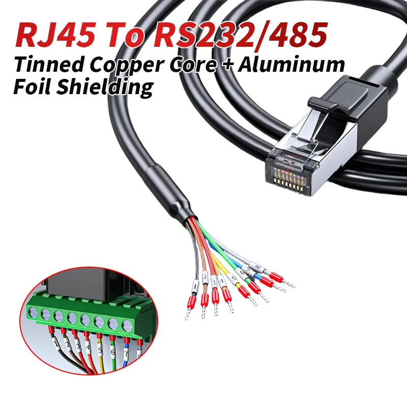 8P8C RJ45 to RS232 Cable Single Head Wire Switch Network Port to RS485 Debugging Line PLC Serial Port Connection Cables 0.5-3M