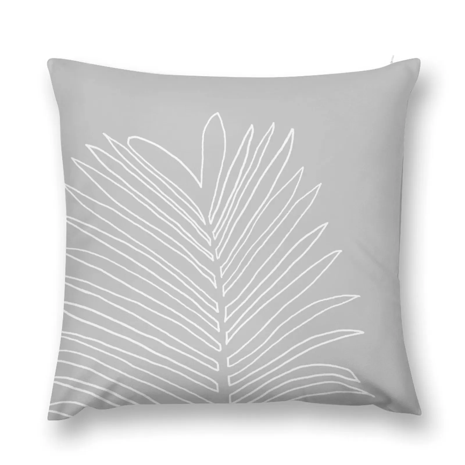 Palm Line Drawing, White on Light Gray Throw Pillow sleeping pillows Christmas Pillow pillow