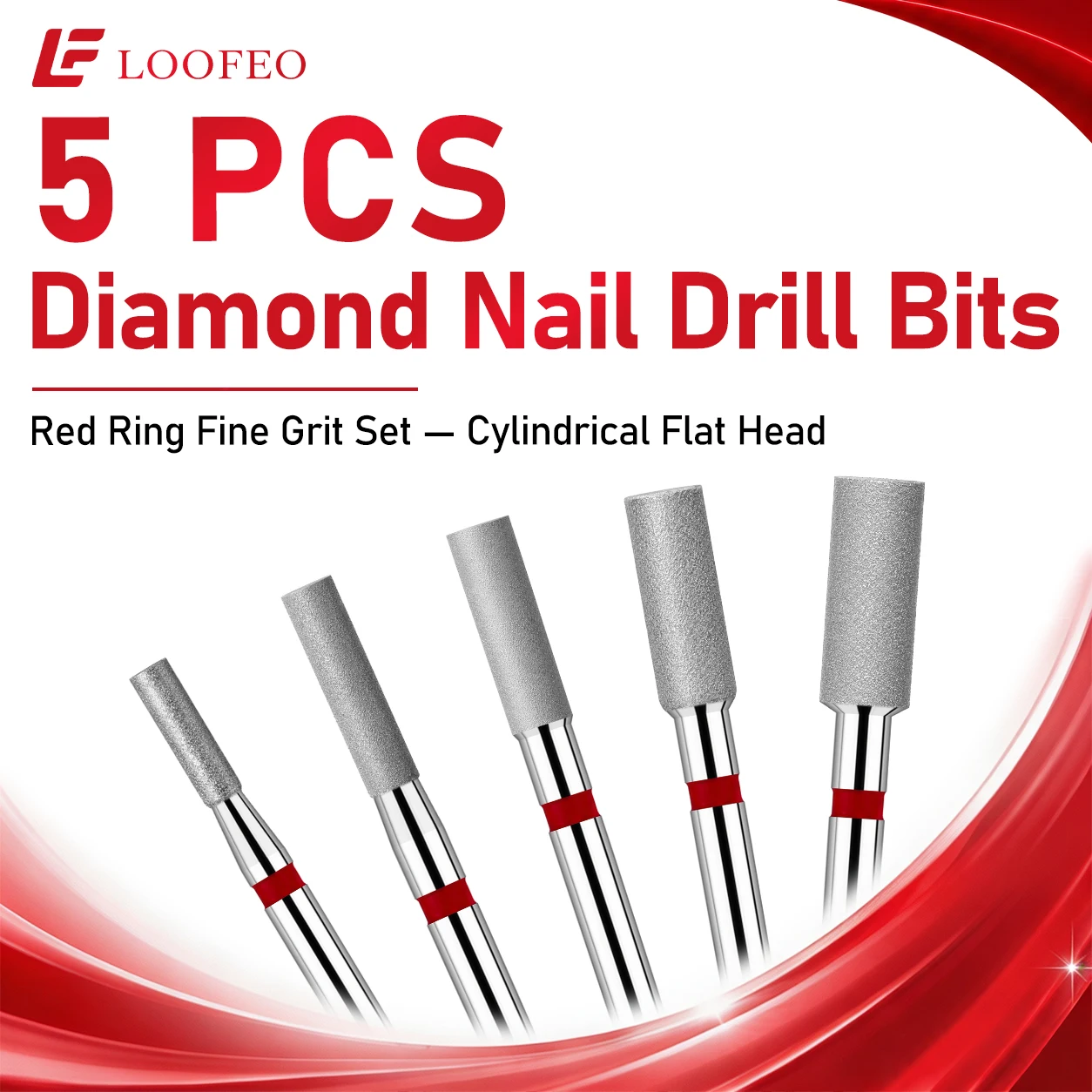 Round-top/Flat-top Cylindrical Diamond Nail Drill Bit Set for Nail Prep Shaping Dead Skin Remover Manicure Pedicure Tools Home