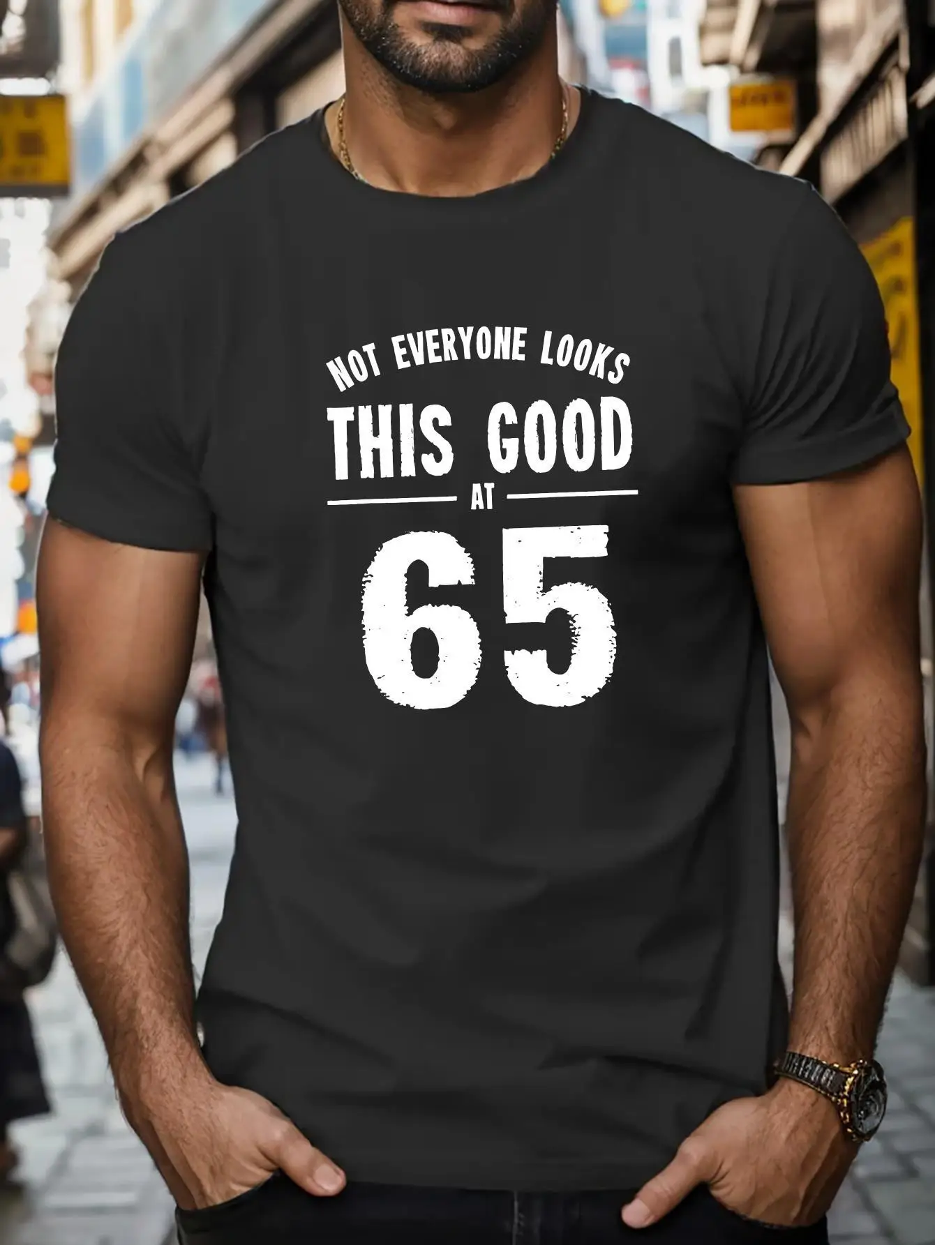 

65th Birthday Looks Good Print Tee Shirt, Tees For Men, Casual Short Sleeve T-shirt For Summer
