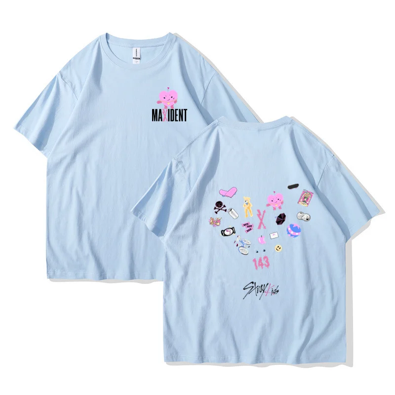 Hot Stray Kids Maxident T-Shirt Women Men Summer Casual Kpop Short Sleeve T-Shirt Men\'s T-shirts Couple T-shirts