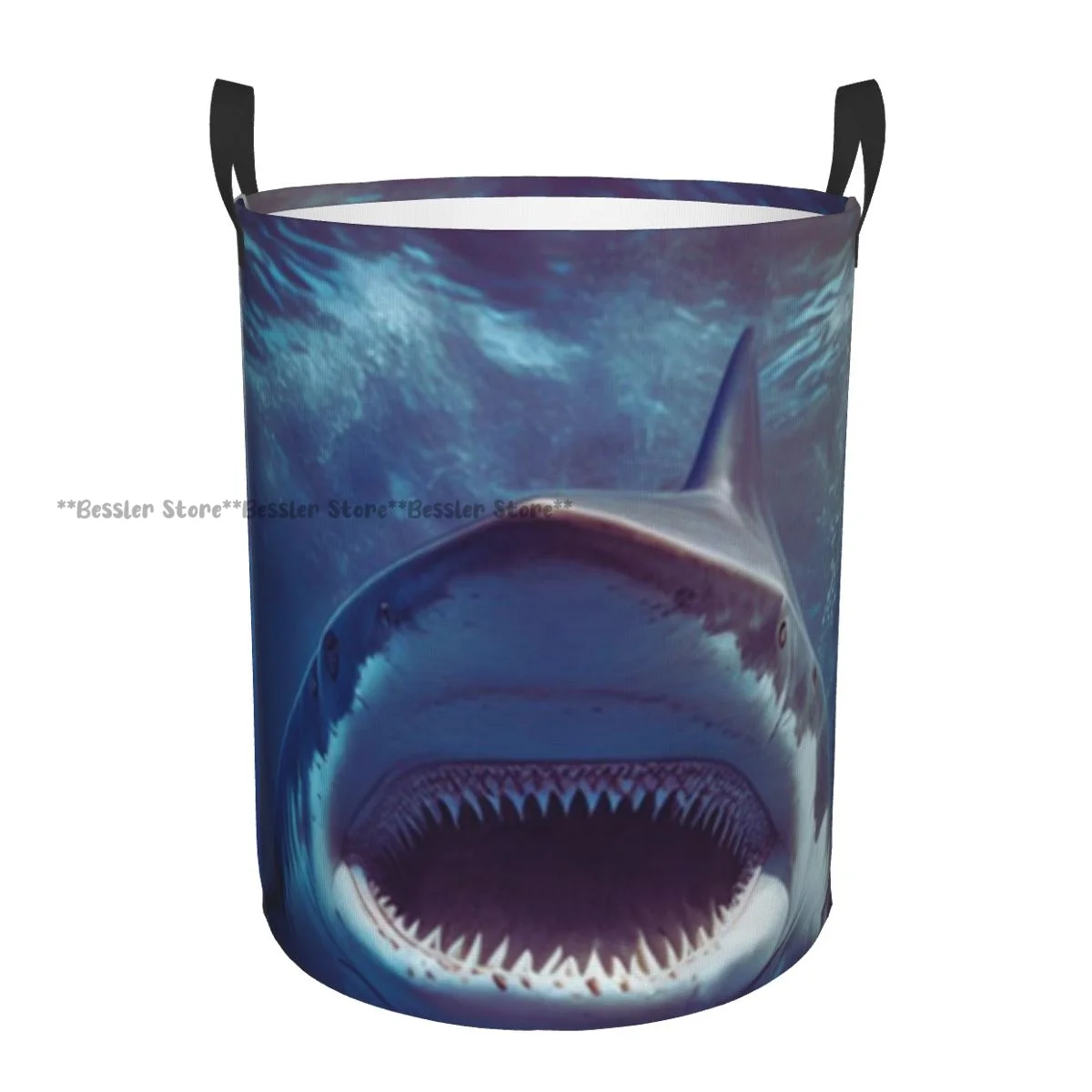 Dirty Laundry Basket Shark Carcharodon Carcharias In The Ocean Folding Clothing Storage Bucket