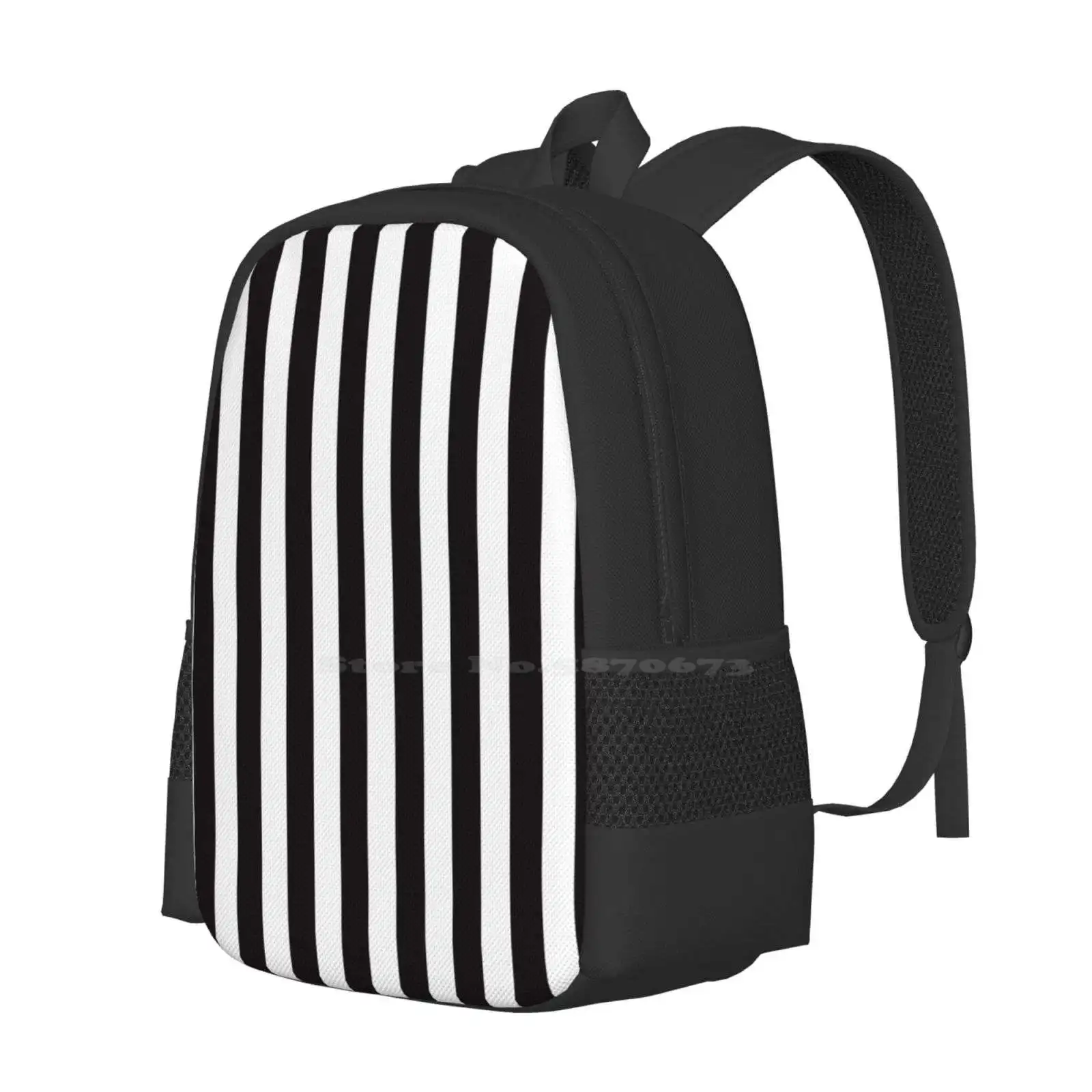 Awkward Stripes New Arrivals Unisex Bags Student Bag Backpack Stripes Bettlejuice Halloween Creepy Awkward Black White Calm