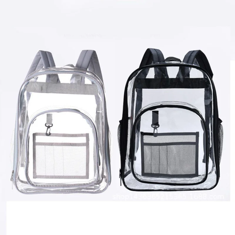 Sac à dos transparent en PVC de grande capacité, cartable étudiant, sac de rangement pour vêtements cosmétiques de voyage, personnalité