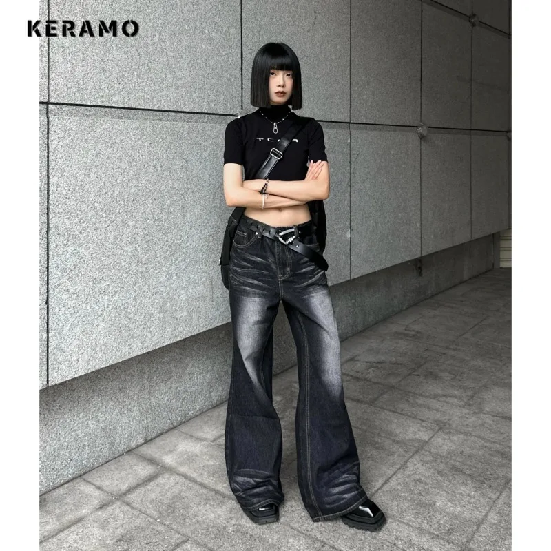 

Women's Casual Style Harajuku Jeans Vintage High Waist Loose BlackPants 2024 Spring Female Y2K Wide Leg Baggy Denim Trouser