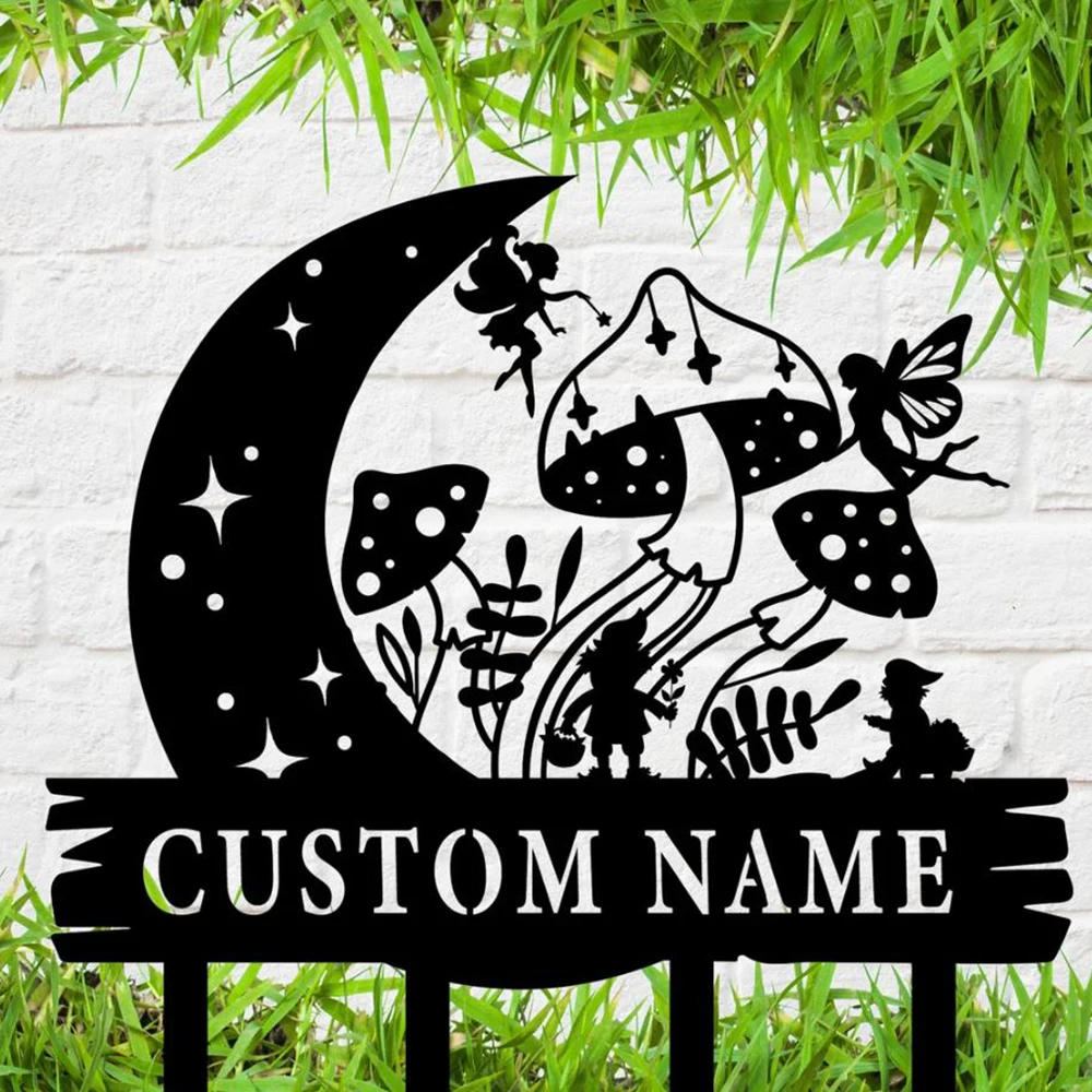 Custom Fairy Mushroom Garden Stakes, Metal Fairy Garden Signs, Personalized Garden Stakes, Yard Decorations, Garden Gifts