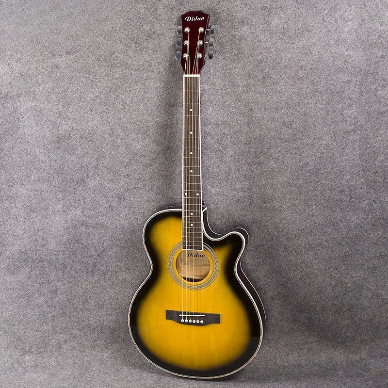 Thin Line Acoustic Electric Guitar Yellow Burst Color 40 Inch