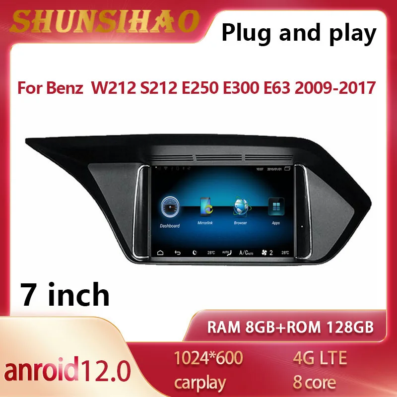 ShunSihao For 7inch Benz E W211 W212 S212 E250 E300 E63 2009-2017 Android 12 GPS navigation CarPlay car radio stereo 128GB