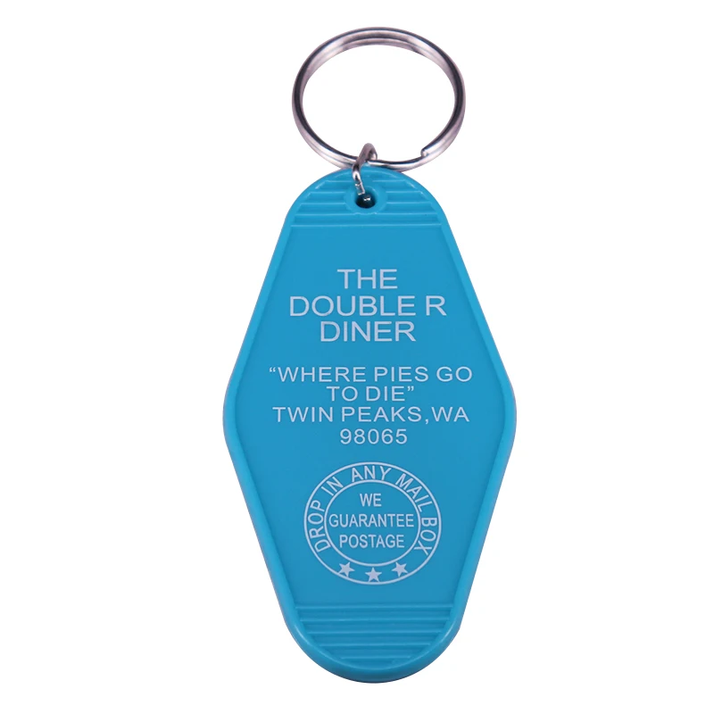 The Double R Diner Keyring RR Key Tag blue keychain David Lynch TV Series Twin Peaks Fans Flair Addition