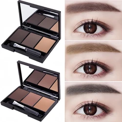 3 Color Black Brown Eyebrow Powder Primer Palette Cosmetics Eye Brow Enhancer Waterproof Makeup Eyebrow pencil With Brush Mirror