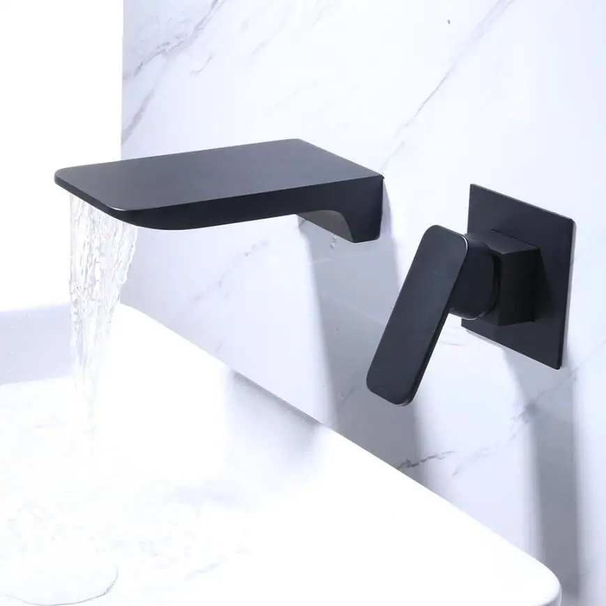 

Waterfall Spout Basin Faucets Dual Hole Widespread Lavatory Sink Mixer Crane Single Lever Bathroom Washing Basin Mixer Tap