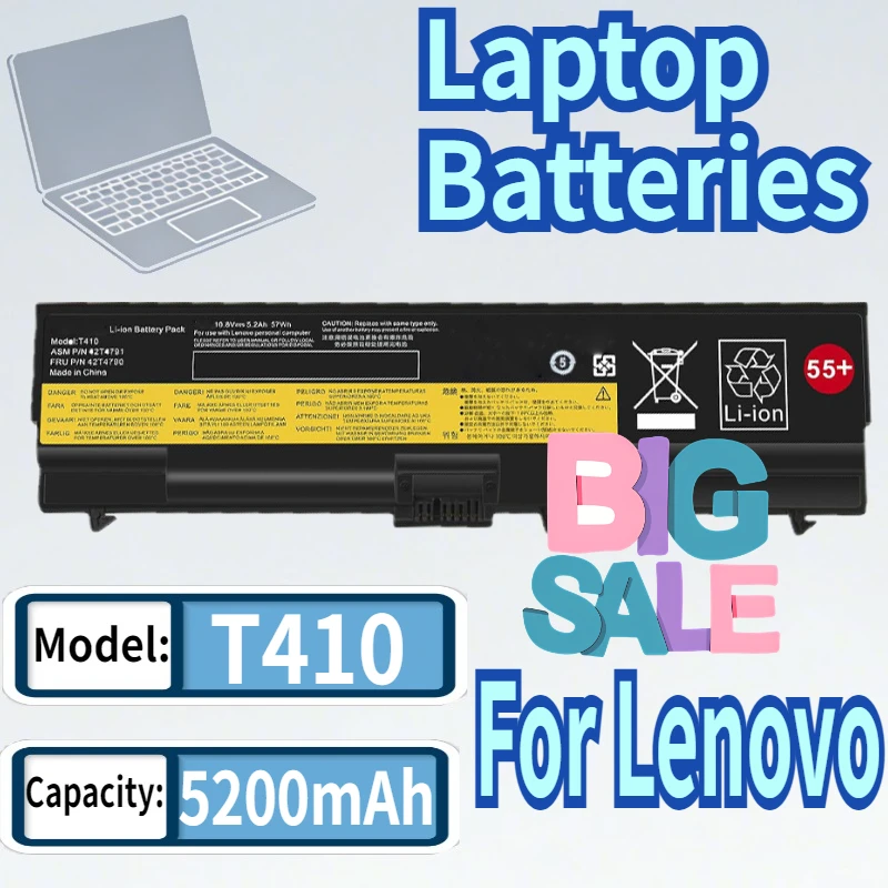 

T410 Battery for Lenovo ThinkPad E40 E50 E420 E425 E520 E525 L410 L412 L420 L421 L510 L512 L520 SL410 2842 SL510 T410i T420 T510