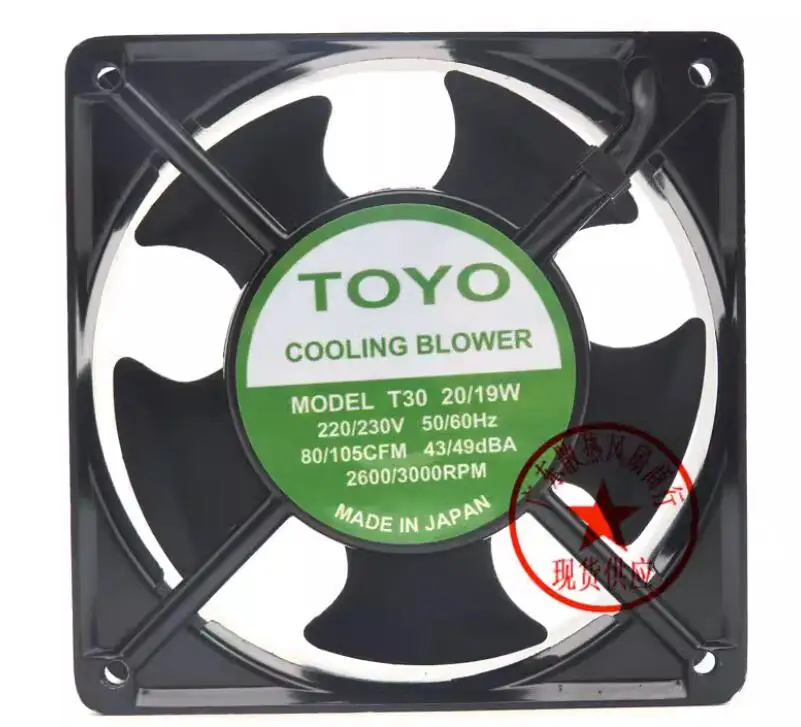 

TOYO T30 AC 220V 230W 20W 19W 120x120x38mm Server Cooling Fan