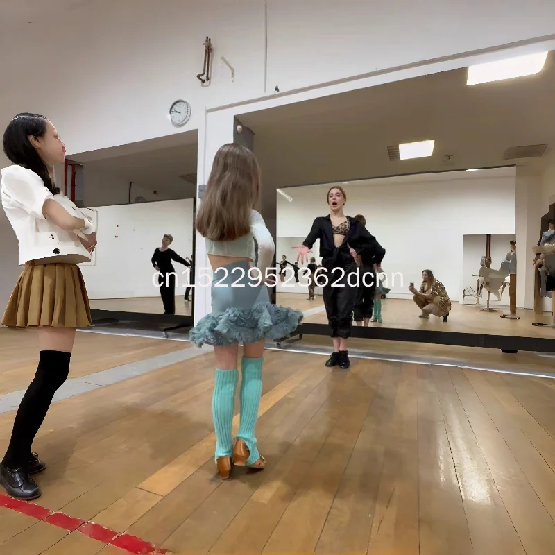 نمط جديد ملابس الرقص اللاتينية الخريف الشتاء مجموعة ممارسة جديدة: حمالة طويلة الأكمام القوس الأعلى وتنورة الأزهار ملابس رقص 120-170 سنتيمتر #6