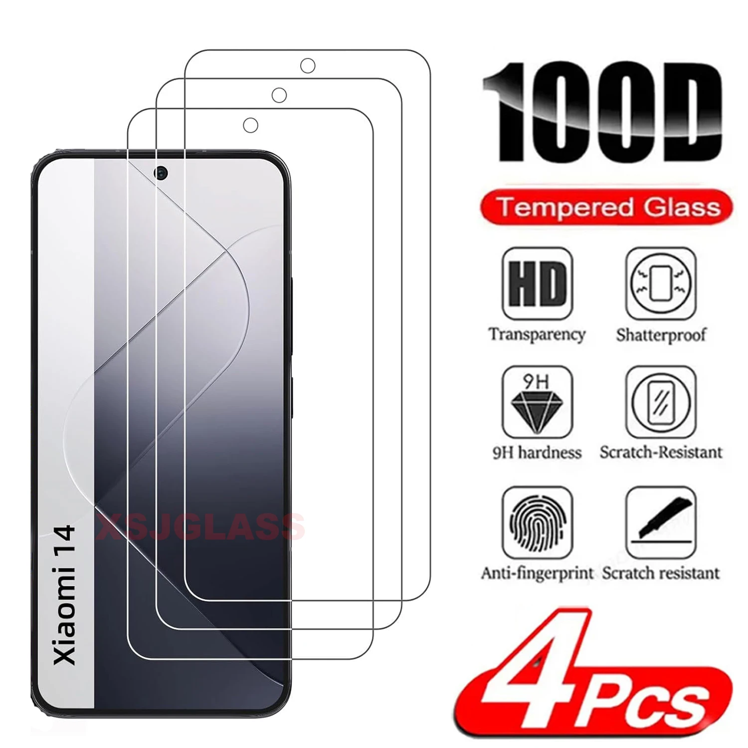 For Xiaomi 14 5G,2/4Pcs 9H Tempered Glass, HD Screen Protector