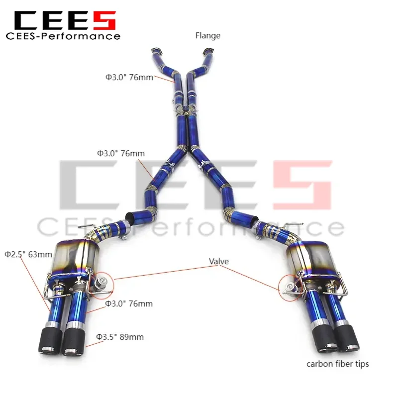 

cees Performance Catback Exhaust Escape for BMW M5 E60 5.0L 2003-2010 Exhaust Pipe Valved Muffler System Assembly SS304/Titanium