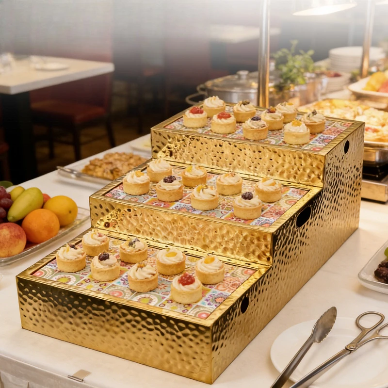 Hotel supplies Stainless steel food display stand Service tray Self-insulation tray Buffet display stand Catering