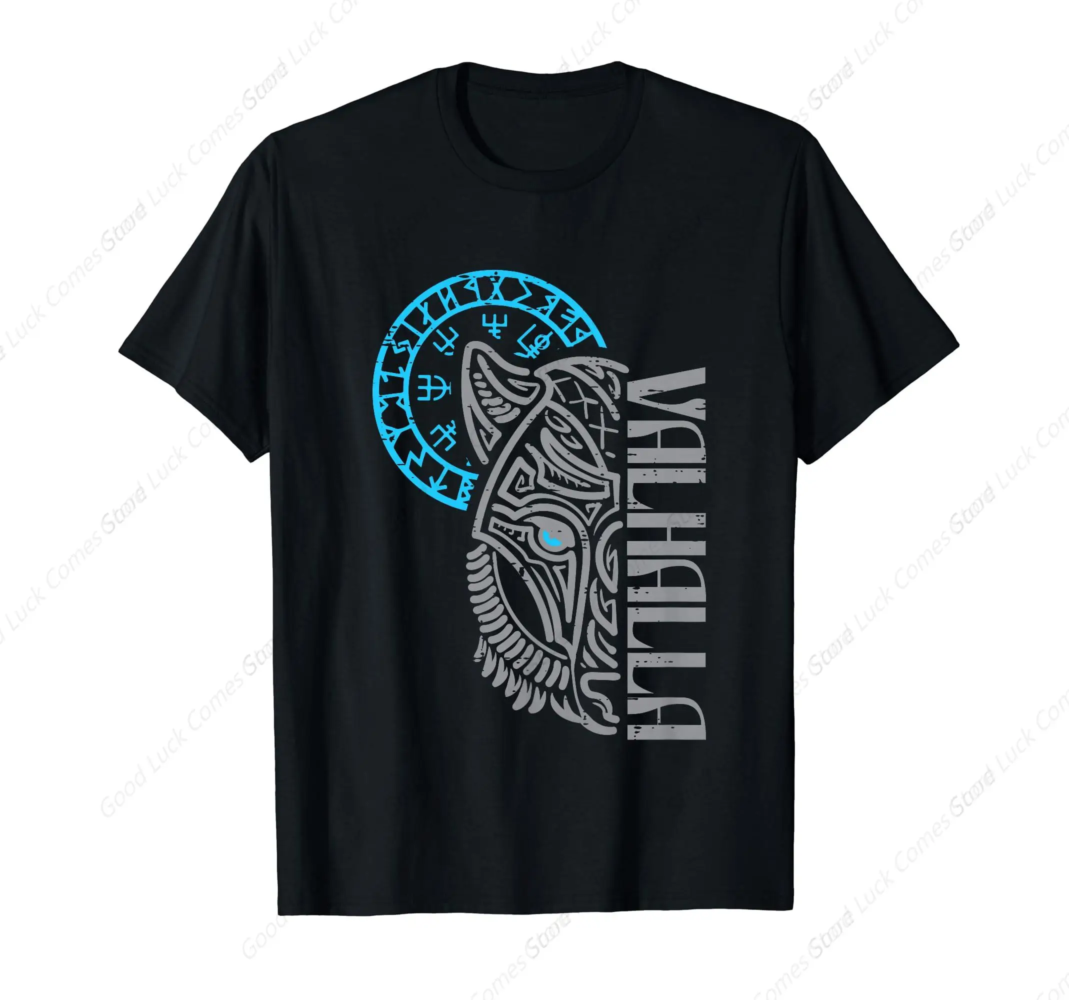 Valhalla Wolf Mask Odin Runes Norse Compass Viking T-Shirt