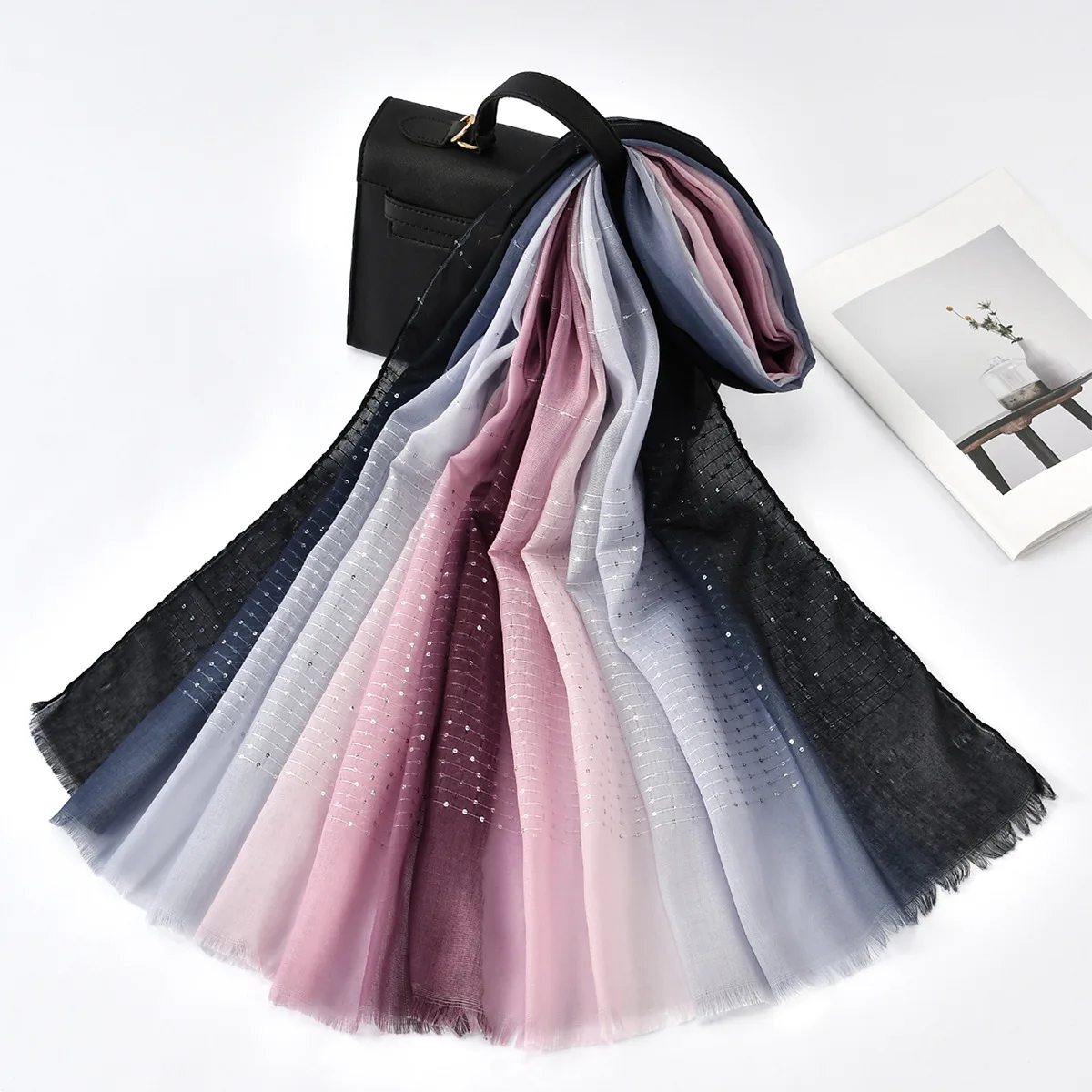 

Gradient Scarves Women Hijab Scarf Foulard Femme Shawls Wraps Bandana Head Scarf Hijab Headband Stoles Beach Poncho Turbante New