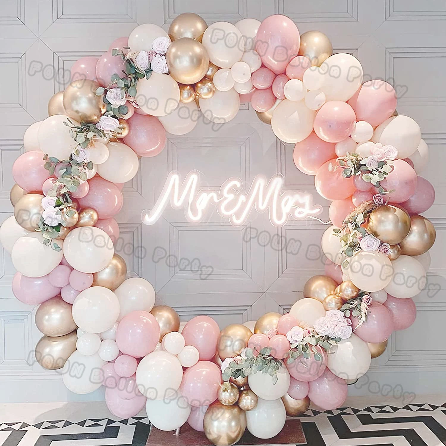 Macaron Pink White Balloon Garland Kit Latex Balloons Gold Metal Balloon Decoration for Wedding Party Birthday Evening Baptism