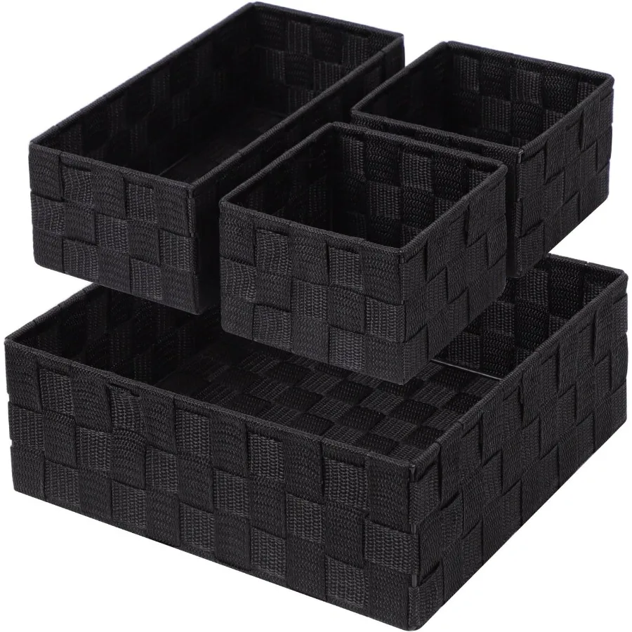 

Posprica Woven Storage Baskets for Organizing Small Black Baskets Cube Bin Container Tote Organizer Divider for Drawer Closet S