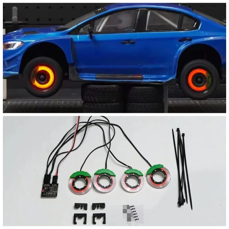 Simulation LED Brake Disc 4-Wheel Luminous Caliper for RLAARLO XTS S10 1/10 RC Rally Car RC Car Upgrade DIY Part Direct Instal