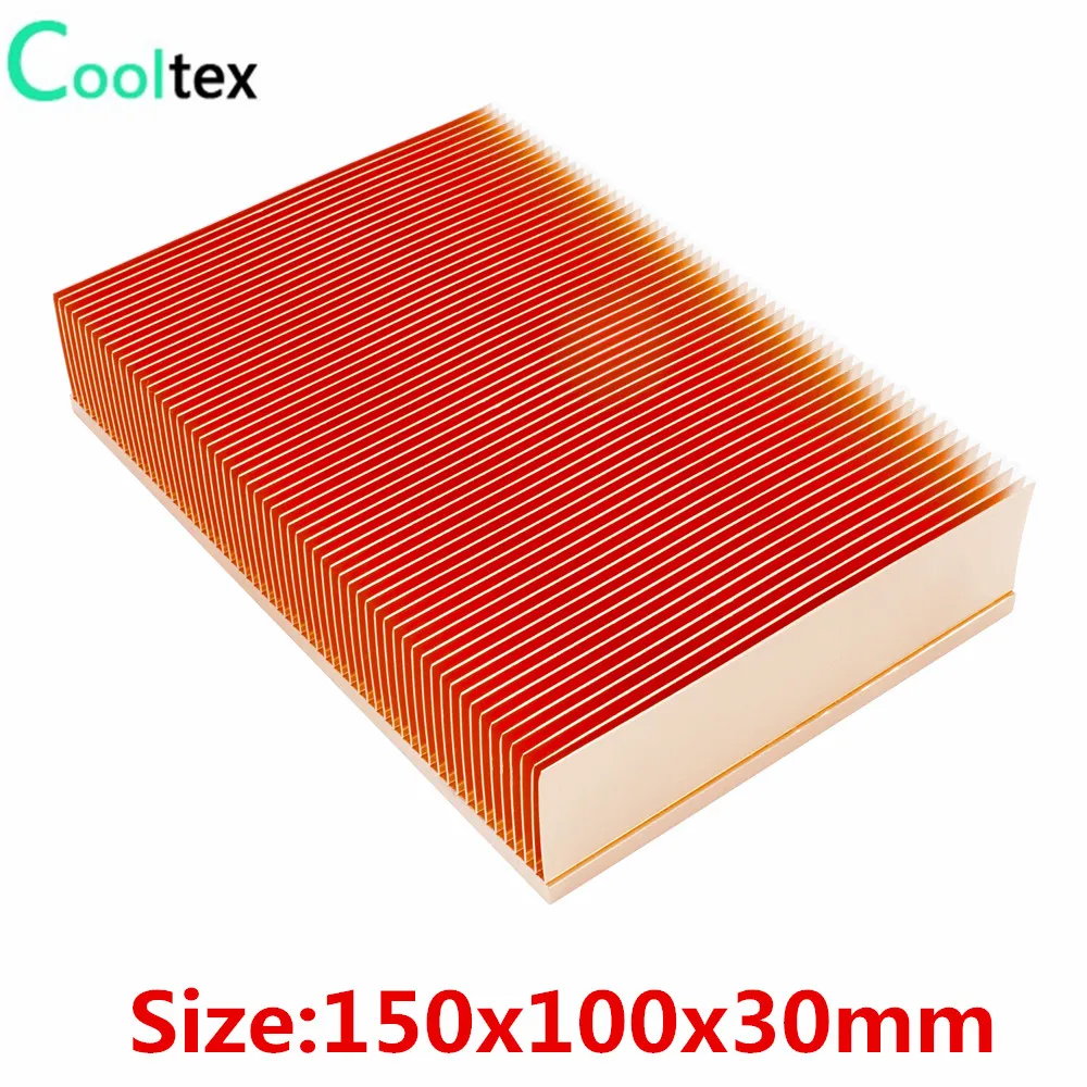 

Pure Copper Heatsink 150x100x30mm Skiving Fin Heat Sink Radiator for Electronic Chip LED Heat Dissipation Cooler Cooling