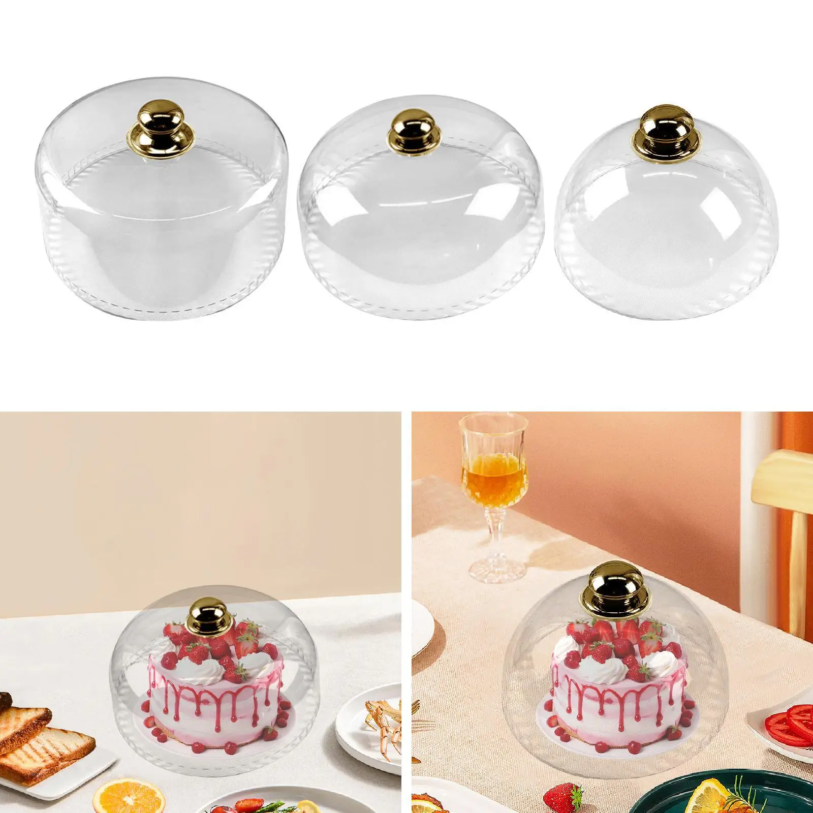 Cake Dome with Handle, Made of Transparent Polypropylene. Protects. Versatile Accessory for Wedding Celebrations.