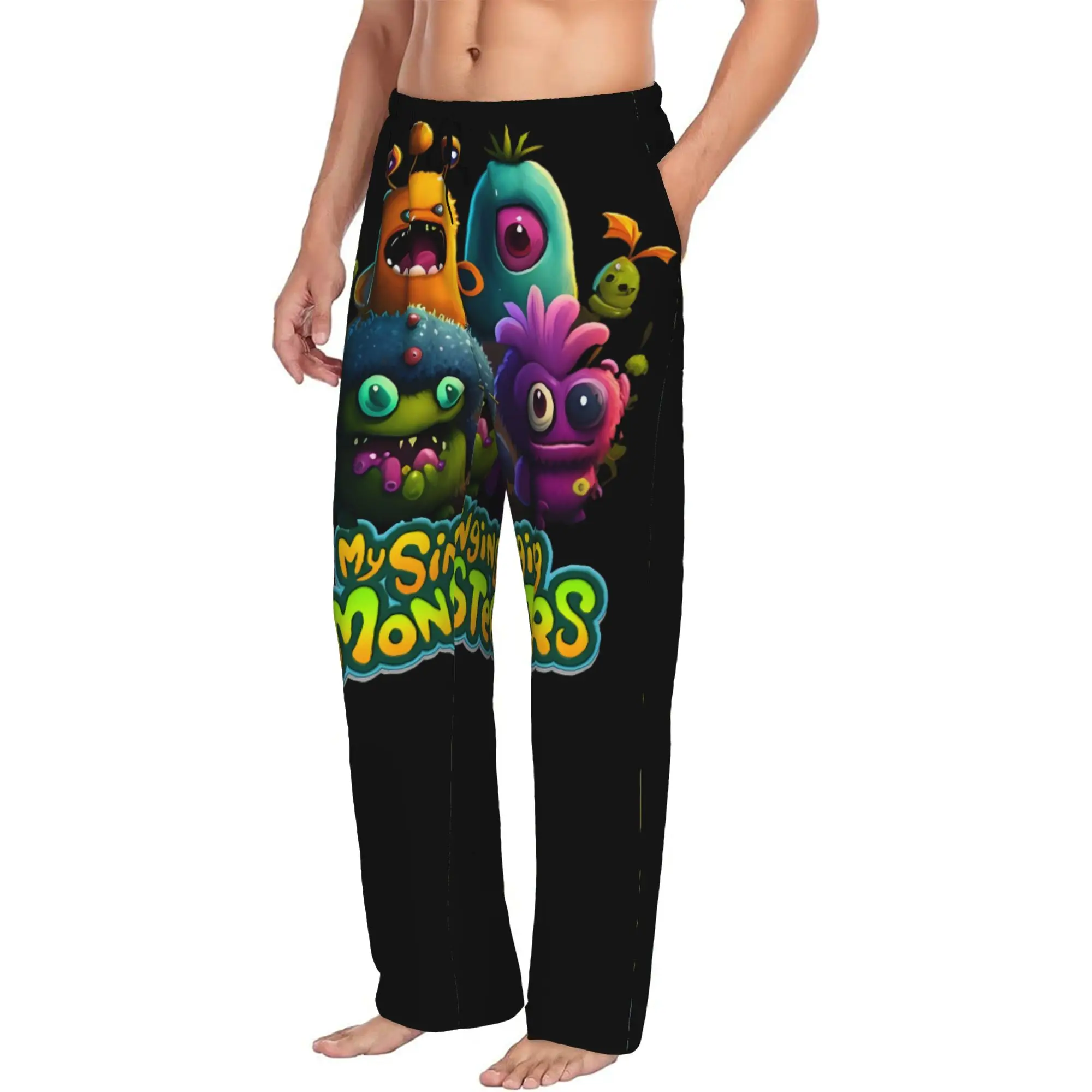 Custom Print My Singing Monsters Pajama Pants Men's Video Game Sleep Sleepwear Bottoms with Pockets
