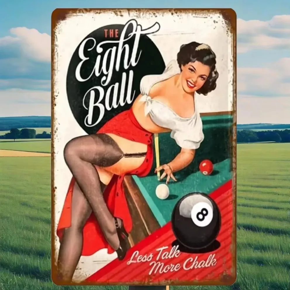 1 قطعة ملصق البلياردو خمر |   لوحة فنية جدارية معدنية ذات طابع لعبة ريترو للبار أو الحانة أو كهف الرجل |   ديكور عشاق البلياردو الكلاسيكي