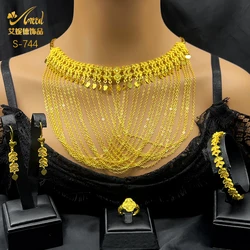 Dubai Brazilian Tassel 24k Gold Plated Jewelry Sets For Women Wedding Ethiopian Indian Bridal Necklace And Earring Party Gifts