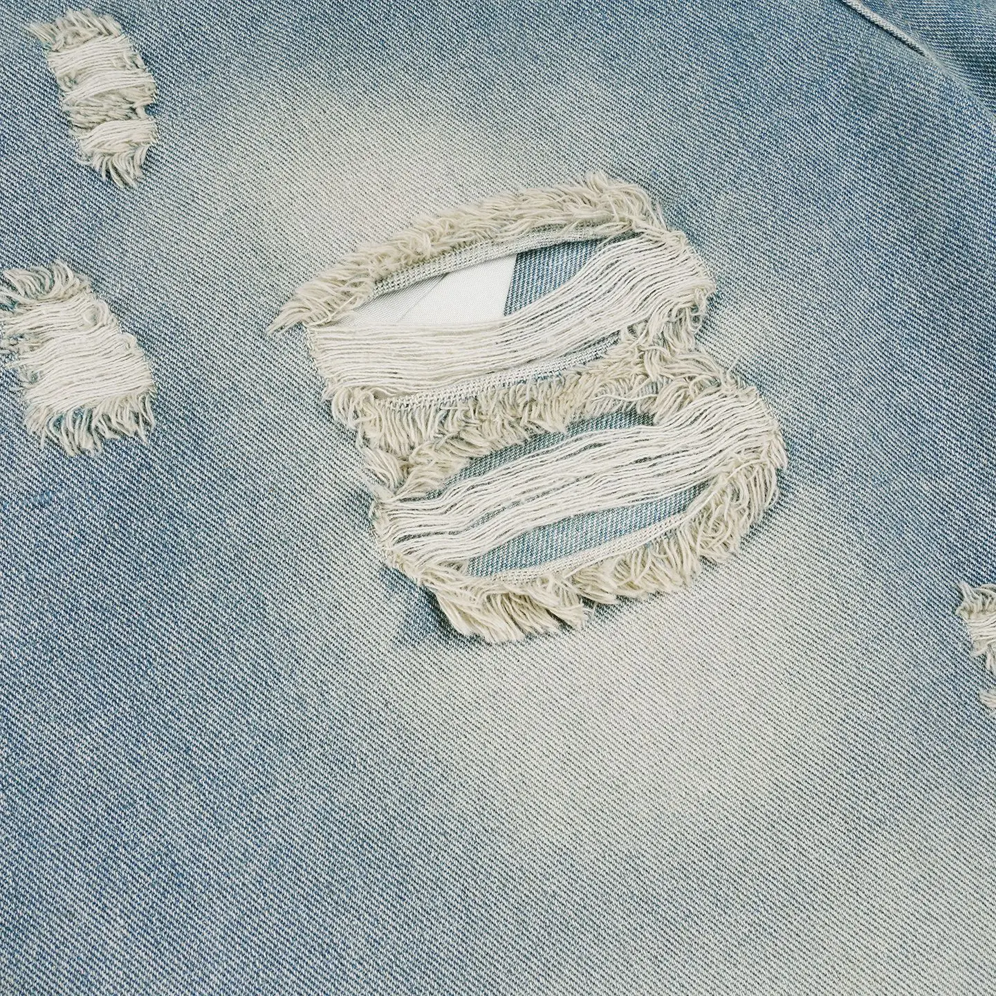 American Street Retro Old Ripped Straight Denim Jeans High Waist Casual Rough Edge Wide Leg Five-point Pants Baggy Jeans