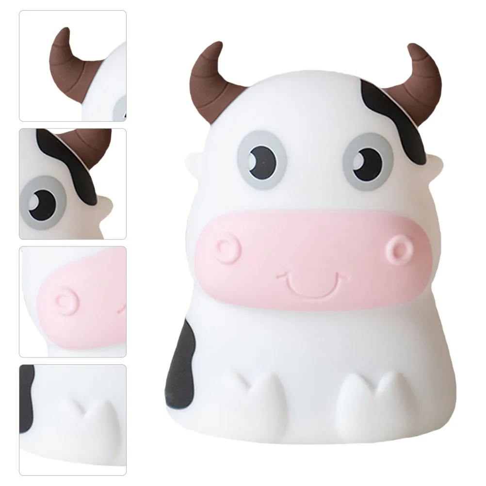 

Cow Night Light LED Bedroom Decor Colorful Lamp Creative Cartoon Kids USB Rechargeable Warm Yellow Seven Colors Changeable