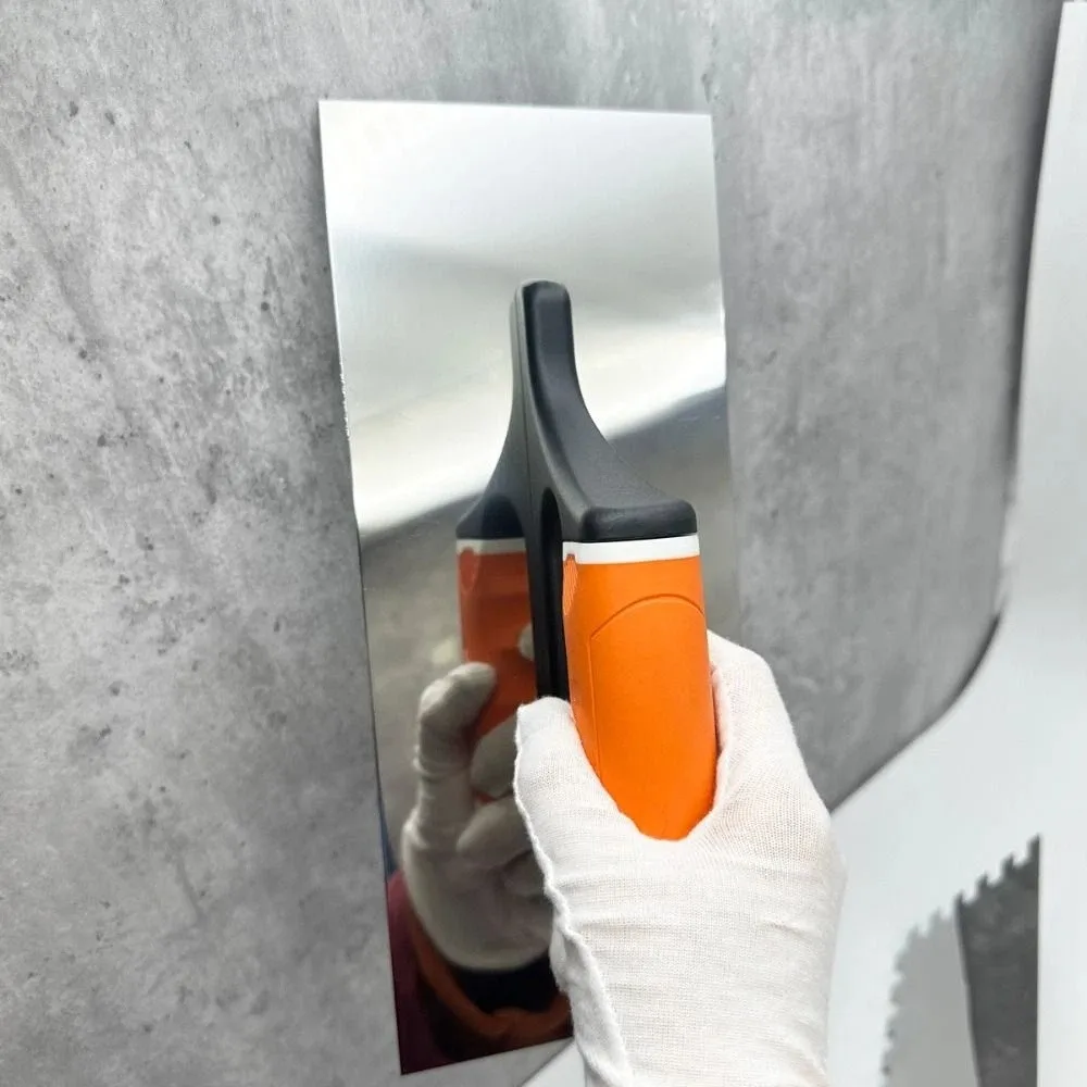 Orange Grip Cement Trowel Serrated Notched Stainless Steel Blade Notched Float Comfortable Grip Sturdy Build Construction Trowel