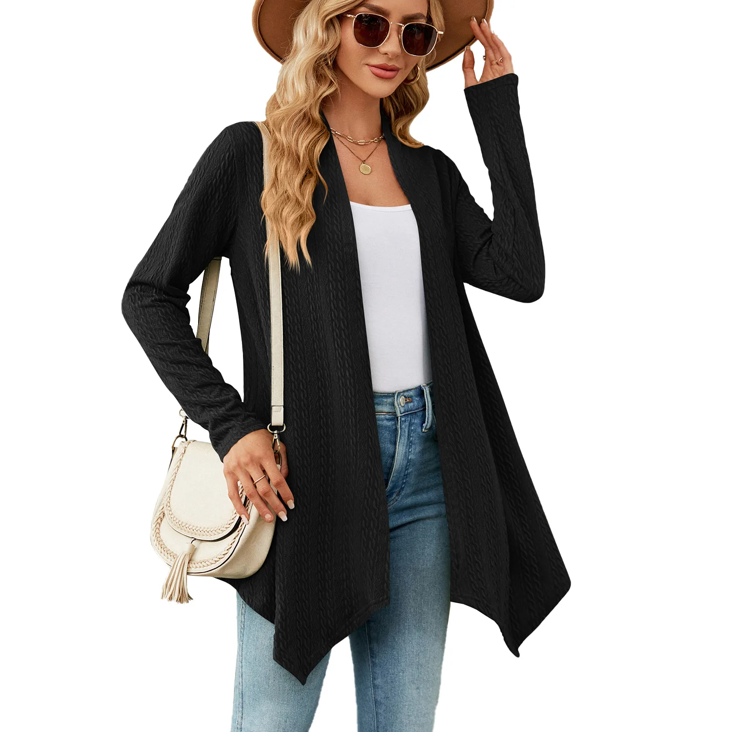 

Women's Long Sleeve Cardigan Tops, Solid Cardigan, Autumn