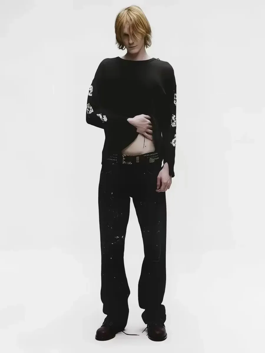 ER/D 25FW ink splashing old loose straight jeans