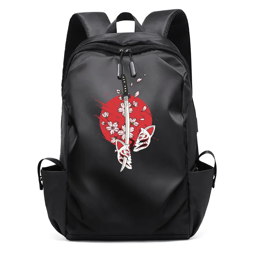 

Women Men Business Backpack Expandable USB School Bag Laptop Waterproof Backpack Japanese Cherry Blossoms Print Rucksack