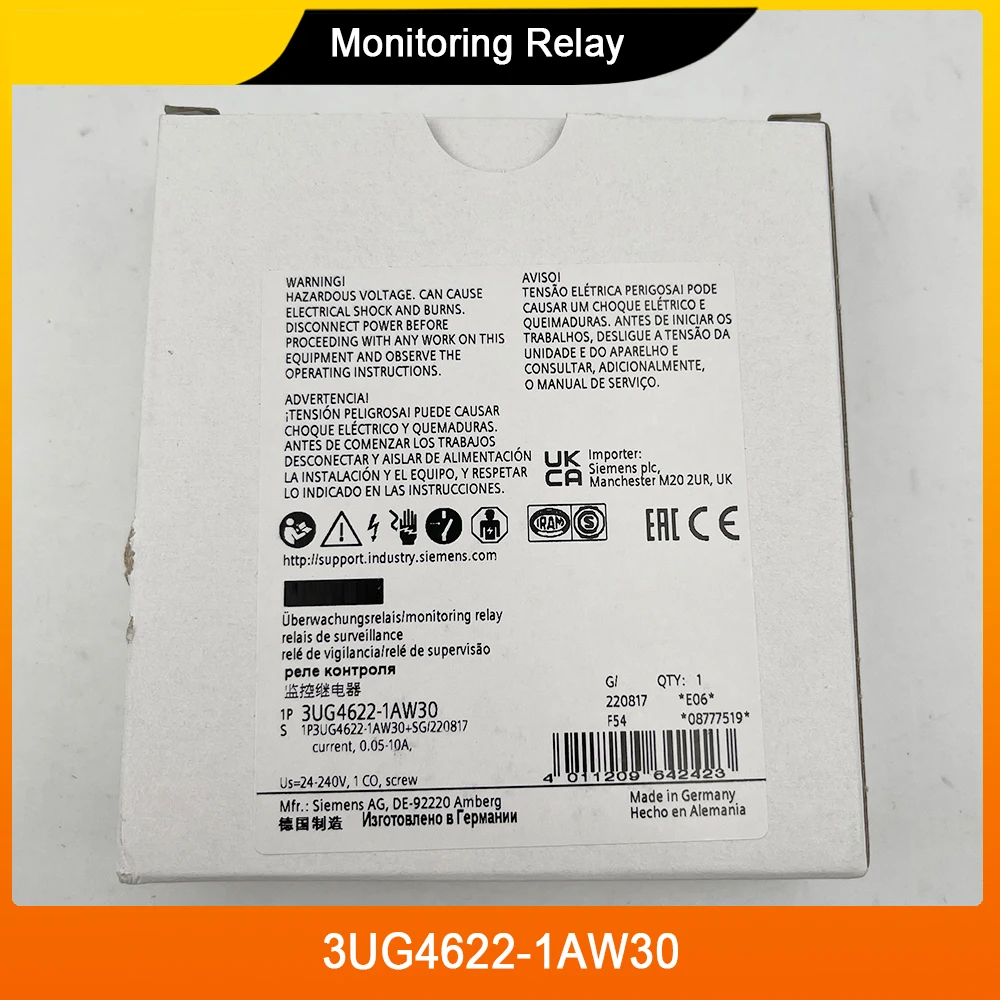 3UG4622-1AW30 Digital Monitoring Relay Current Monitoring, 22.5 mm From 0.05-10 A AC/DC 0vershoot And Undershoot For Siemens