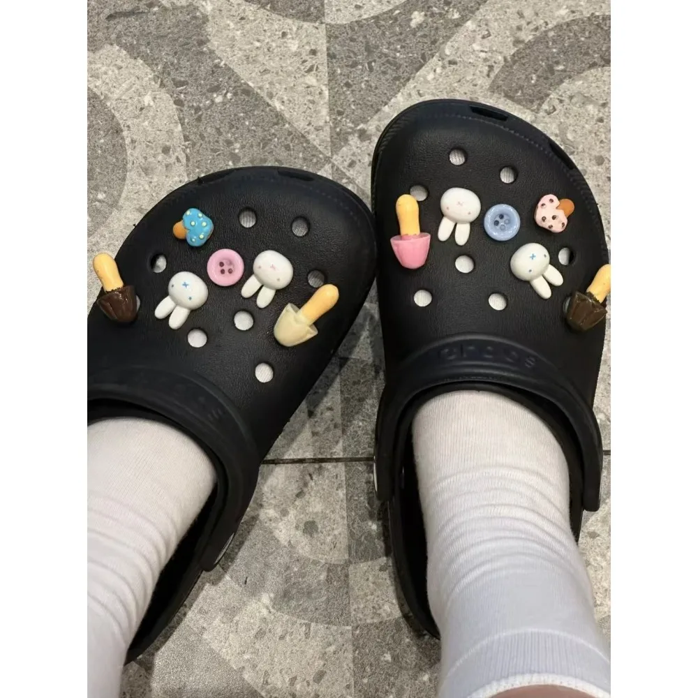 6Pcs Cute Miffy Rabbit Detachable DIY Accessories Sweet Fashion Ornament Decoration for Girls Casual Hole Shoe Matching Decor