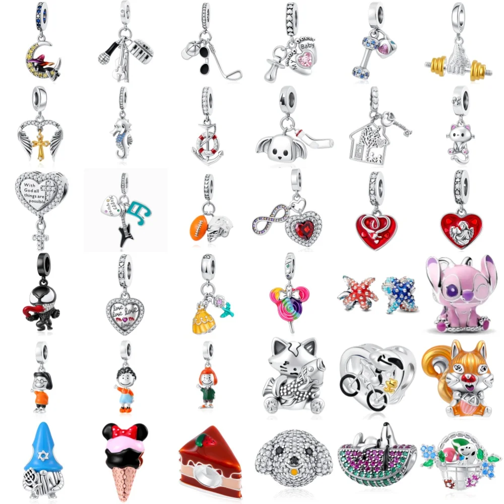 

Серебряный кот, рыба, мороженое, голова собаки, подвеска из бисера с персонажем, подходит для европейского оригинального браслета, изысканные ювелирные изделия своими руками