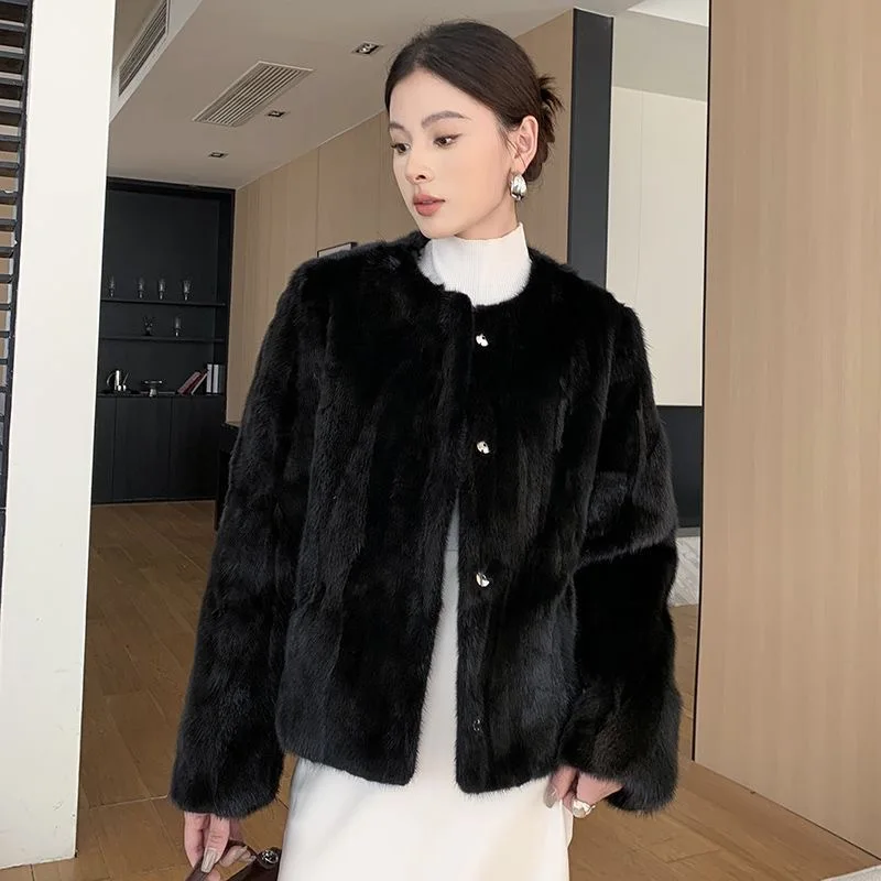 2025 women's new mink fur leather jacket, a true mink fur coat, keeps warm and fashionable in winter