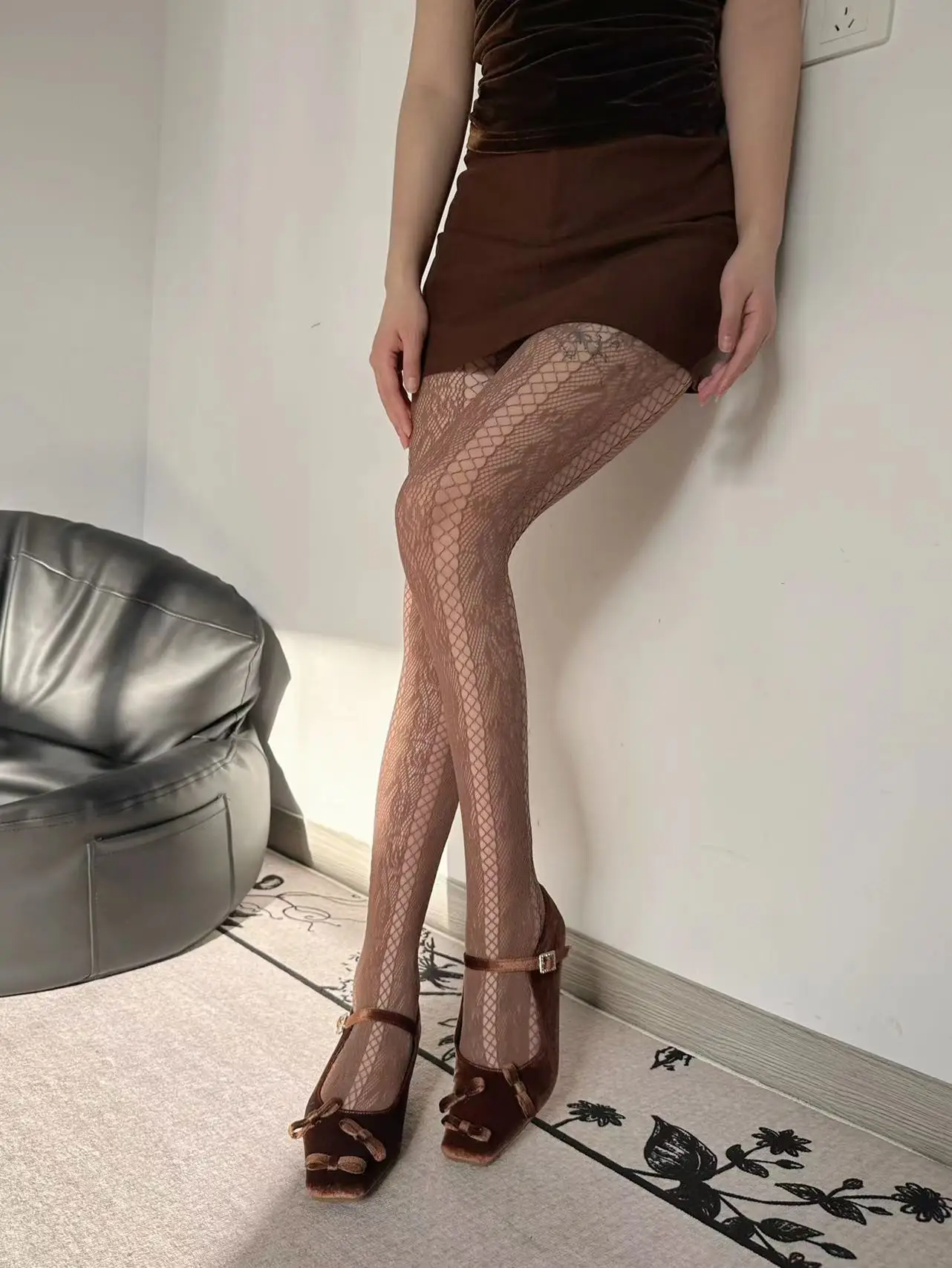 Nouveau Évider Sexy Rose maille bas femmes Cosplay résille chaussettes Leggings collants