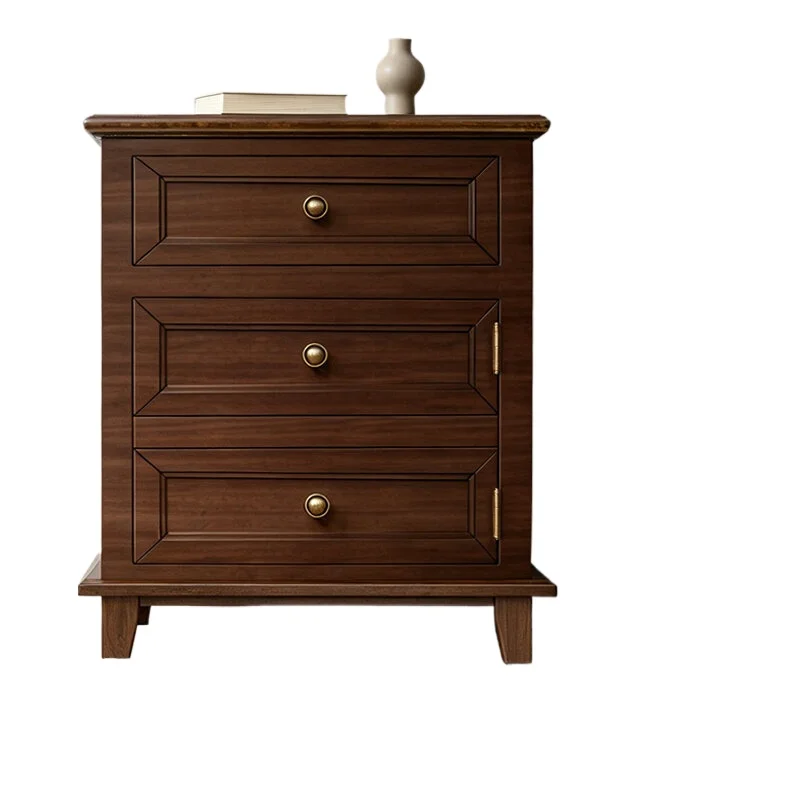Solid wood drawer type insurance bedside table high-end old-fashioned small mini fingerprint password box invisible