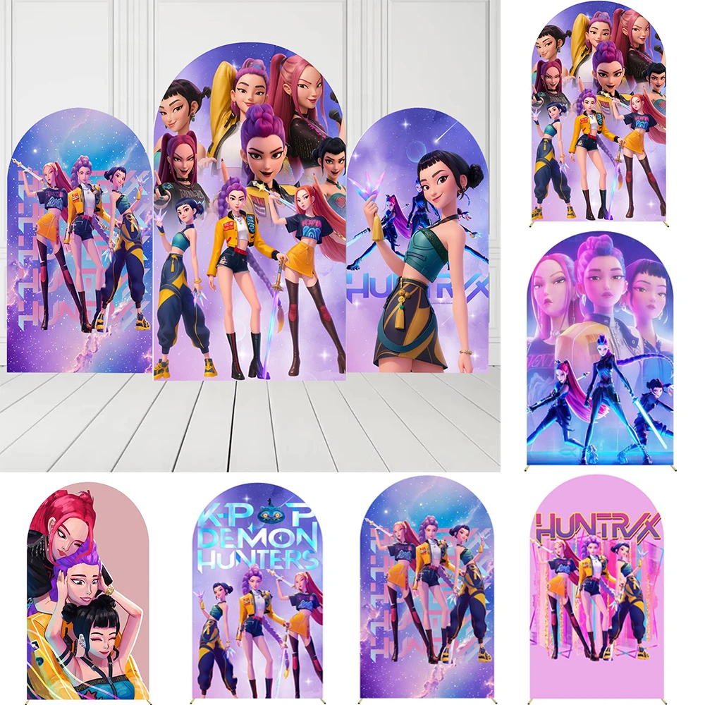 KPop Demon Hunter Arche de fond personnalisée pour décoration de fête d'anniversaire de filles, ensemble d'arche de photographie, fournitures de studio