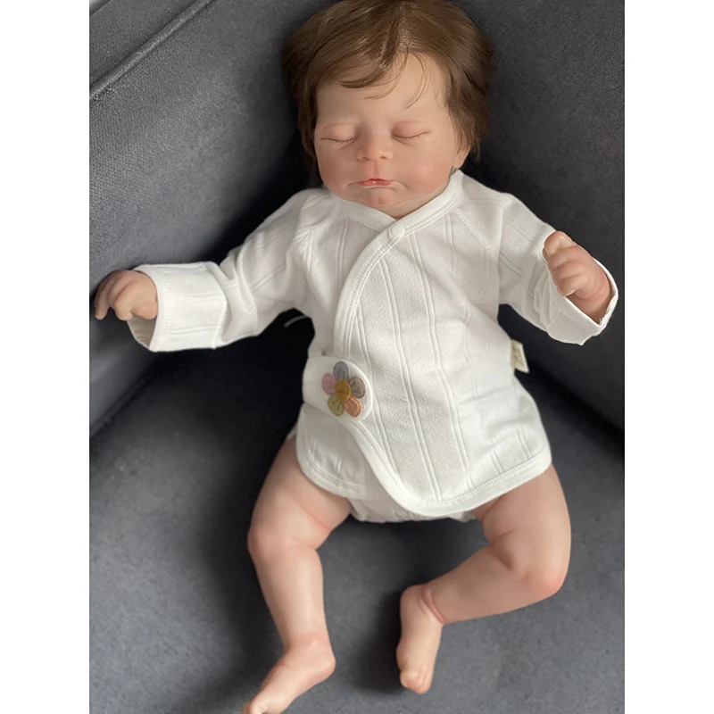 50CM Reborn Baby Doll Loulou Timothy with Rooted Hair and Eyelashes Sleeping Baby Hand Paint 3D Skin High Quality Bebe Reborn