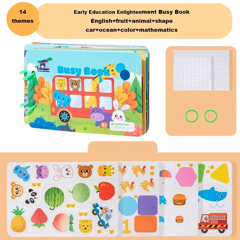 1pc Enlightenment Busy Book Paper Pasting Book Operation Board Baby Learning Children's Quiet Picture Books