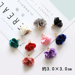 10pcs/lot 3x2.5cm Chiffon Fabric Flower Tassel Pendants for Keychain Cellphone Straps Earring Making Accessories / Jewelry